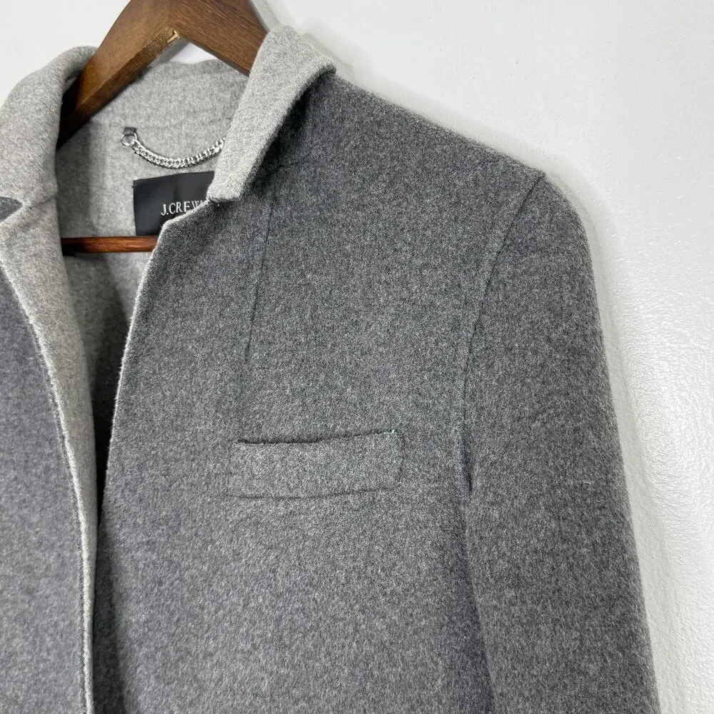 J Crew Blazer Womens 12 Gray Wool Blend One Button Knit Unlined Jacket - Picture 2 of 7